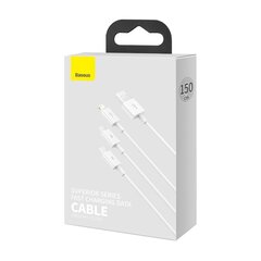 Baseus Superior Cable USB - Lightning / micro USB / USB Type 3,5 A 1,5m White (CAMLTYS-02) цена и информация | Кабели для телефонов | kaup24.ee