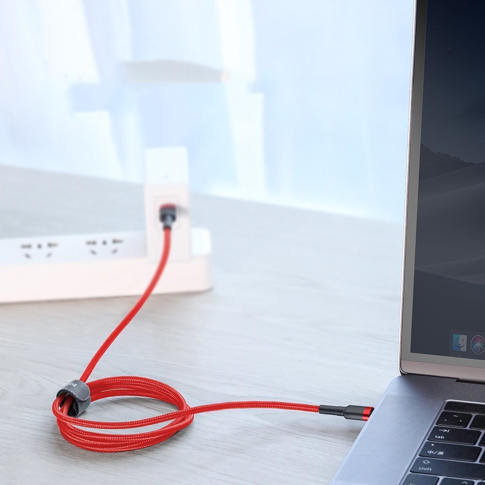 Baseus Cafule PD2.0 60 W välklamp laadimine USB Type-C kaabli jaoks (20 V 3 A) 2 m punane hind ja info | Mobiiltelefonide kaablid | kaup24.ee