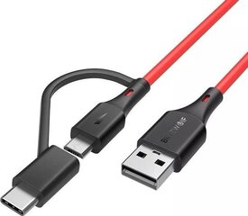 Kabel Micro USB + adapter USB-C BlitzWolf BW-MT3 3A 1,8m (red) hind ja info | Mobiiltelefonide kaablid | kaup24.ee