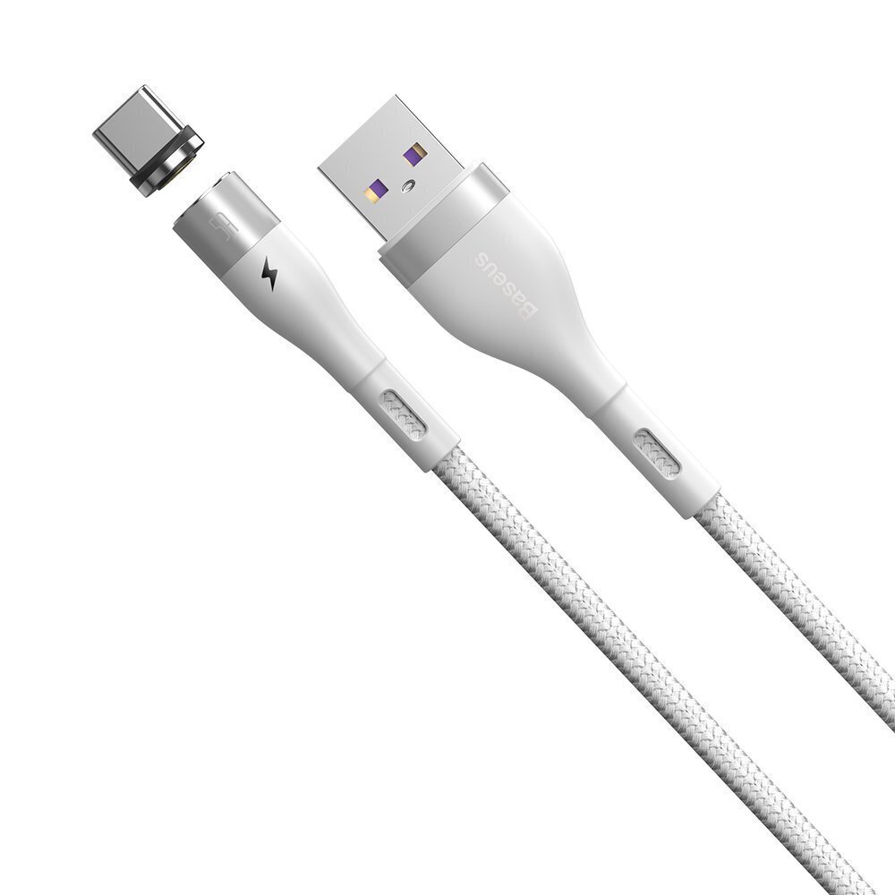 USB magnetic cable - USB-C Baseus Zinc 5A 1m (white) цена и информация | Mobiiltelefonide kaablid | kaup24.ee