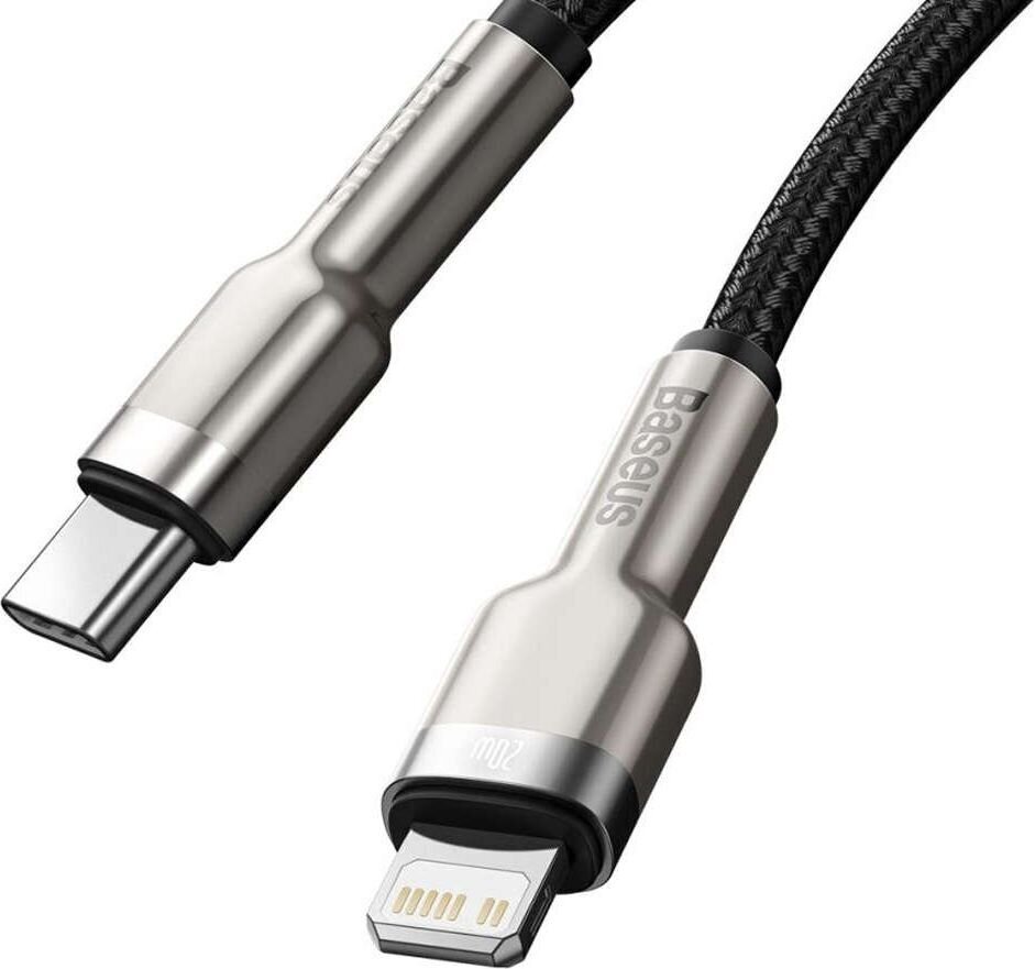 USB-C cable for Lightning Baseus Cafule, PD, 20W, 2m (black) цена и информация | Mobiiltelefonide kaablid | kaup24.ee