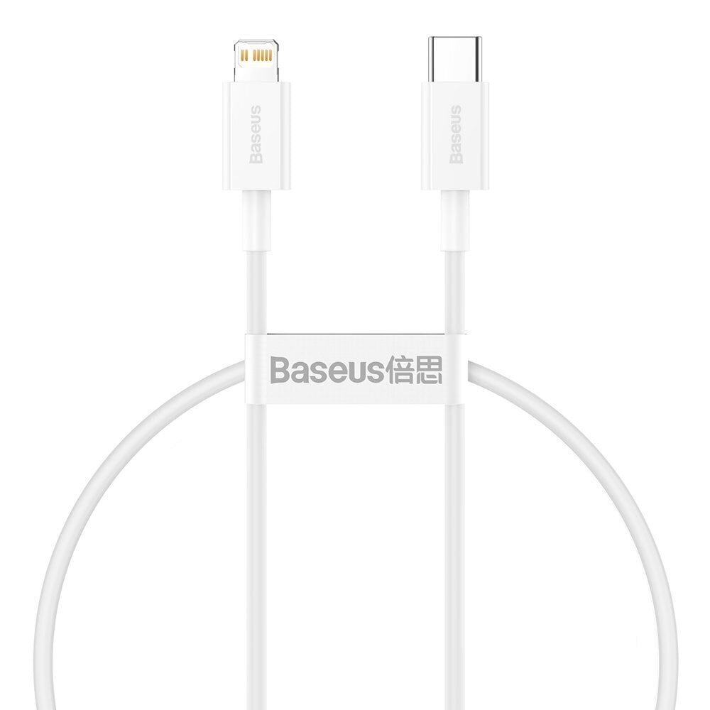 Baseus Superior CATLYS-02 USB-C -> Lightning laadimiskaabel 20W / PD / 0.25 cm valge цена и информация | Mobiiltelefonide kaablid | kaup24.ee