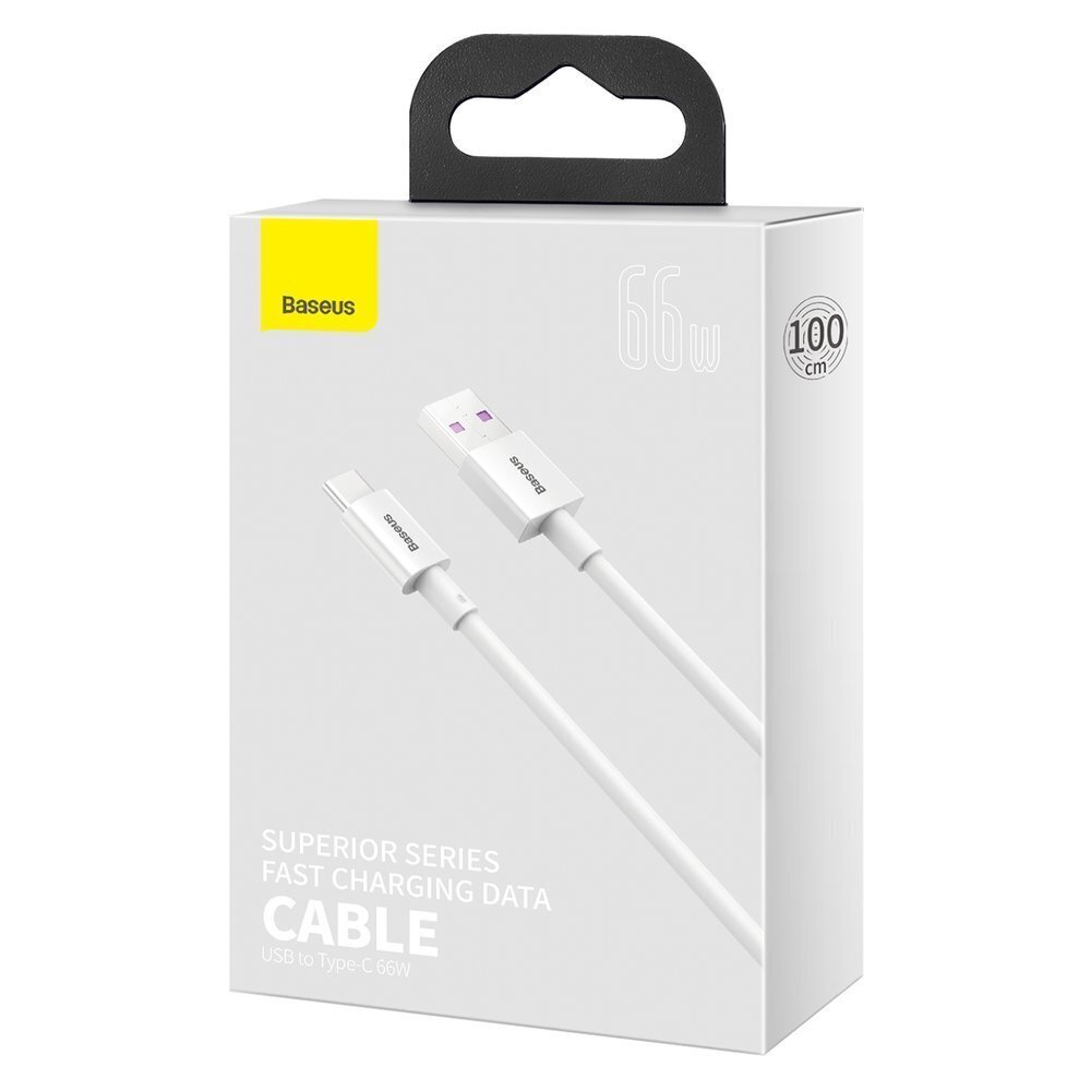 Baseus Superior Series Fast Charging Data Cable USB - USB Type C 66 W 6A 1 m White (CATYS-02) цена и информация | Mobiiltelefonide kaablid | kaup24.ee