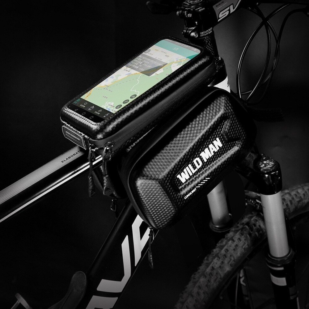 Universaalne telefonihoidik WILDMAN E6S 1L 4"- 7" jalgratta jaoks must hind ja info | Mobiiltelefonide hoidjad | kaup24.ee