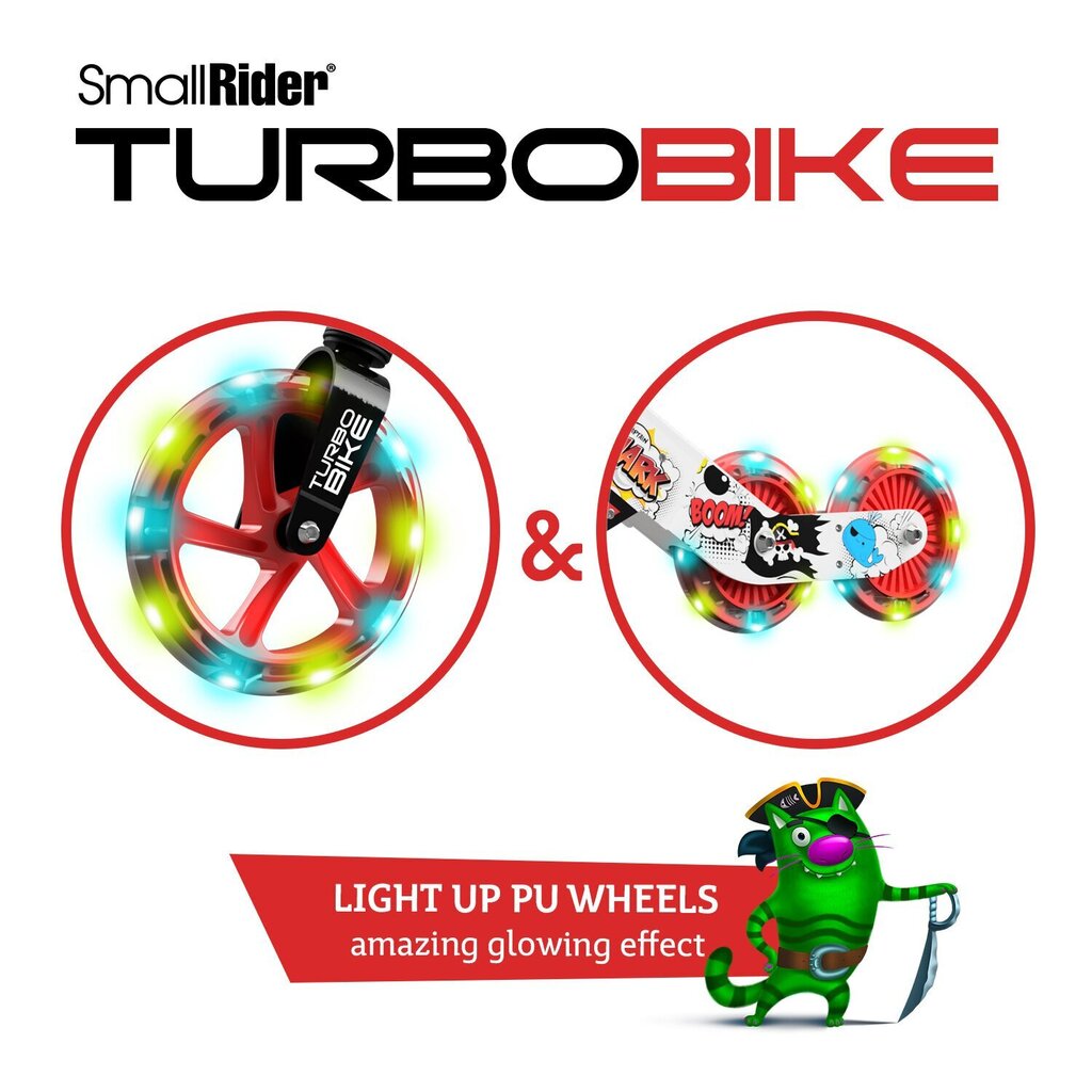 Tasakaaluratas Small Rider Turbo Bike 2in1, helendavad moodulrattad, reguleeritav kõrgus, punane цена и информация | Jooksurattad | kaup24.ee