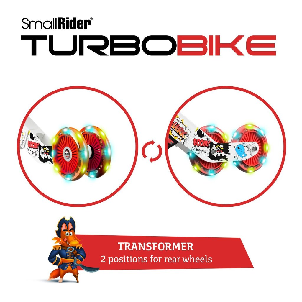 Tasakaaluratas Small Rider Turbo Bike 2in1, helendavad moodulrattad, reguleeritav kõrgus, punane цена и информация | Jooksurattad | kaup24.ee