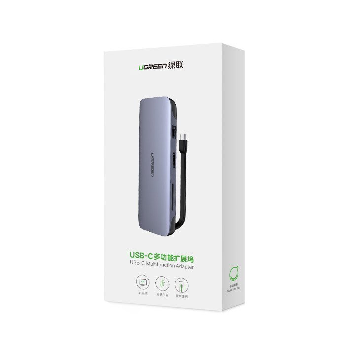 Multifunktsionaalne jaotur Ugreen 9w1 HUB USB Tüüp C - HDMI / 3x USB 3.2 Gen 1 / SD micro SD / VGA / RJ45 / USB Type C Power Delivery 100 W 20 V 5 A (70409 CM286) цена и информация | USB jagajad, adapterid | kaup24.ee