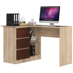 Письменный стол NORE B16, левый вариант, цвет дуба/темно-коричневый цена и информация | Компьютерные, письменные столы | kaup24.ee