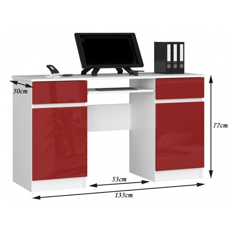 Kirjutuslaud NORE A5, valge/punane hind ja info | Arvutilauad, kirjutuslauad | kaup24.ee