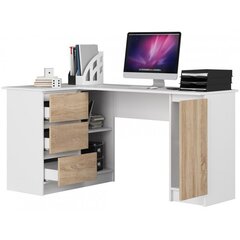 Письменный стол NORE B20, левый вариант, белый/цвета дуба цена и информация | Компьютерные, письменные столы | kaup24.ee