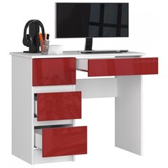 Письменный стол NORE A7, левый вариант, белый/красный цена и информация | Компьютерные, письменные столы | kaup24.ee