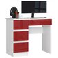 Kirjutuslaud NORE A7, vasakpoolne, valge/punane hind ja info | Arvutilauad, kirjutuslauad | kaup24.ee