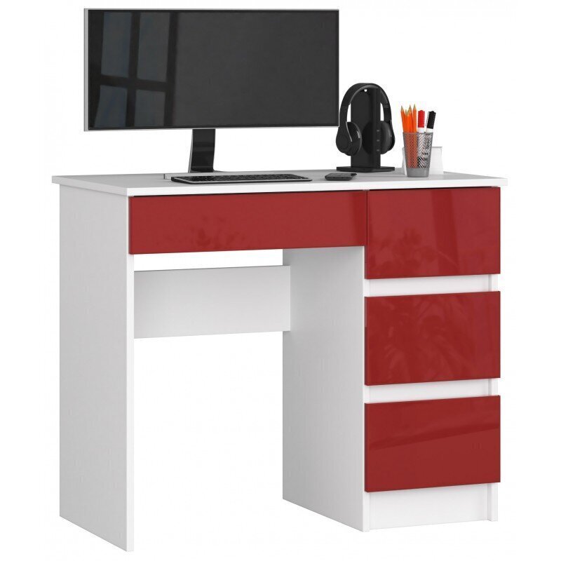 Kirjutuslaud NORE A7, parempoolne, valge/punane hind ja info | Arvutilauad, kirjutuslauad | kaup24.ee