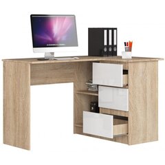 Письменный стол NORE B16, правый вариант, цвета дуба/белый цена и информация | Компьютерные, письменные столы | kaup24.ee