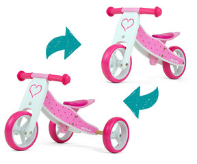 Балансировочный трехколесный велосипед / велосипед Milly Mally Jake Hearts, розовый цена и информация | Балансировочные велосипеды | kaup24.ee