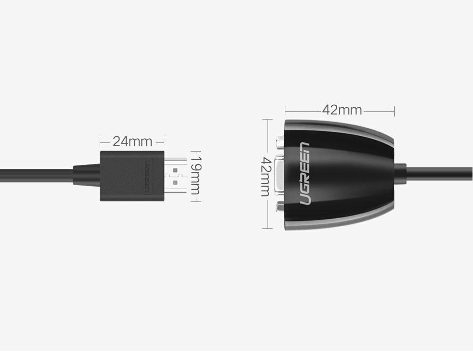Adapter Ugreen HDMI (male) - VGA (female) FHD (MM105 40253)) hind ja info | USB jagajad, adapterid | kaup24.ee