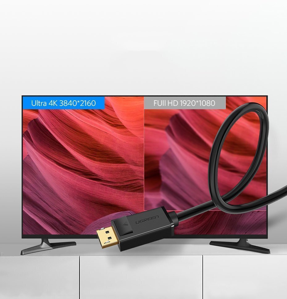 Kaabel Ugreen DisplayPort 1.2, 4K 1,5 m, must (DP102 10245) hind ja info | Kaablid ja juhtmed | kaup24.ee