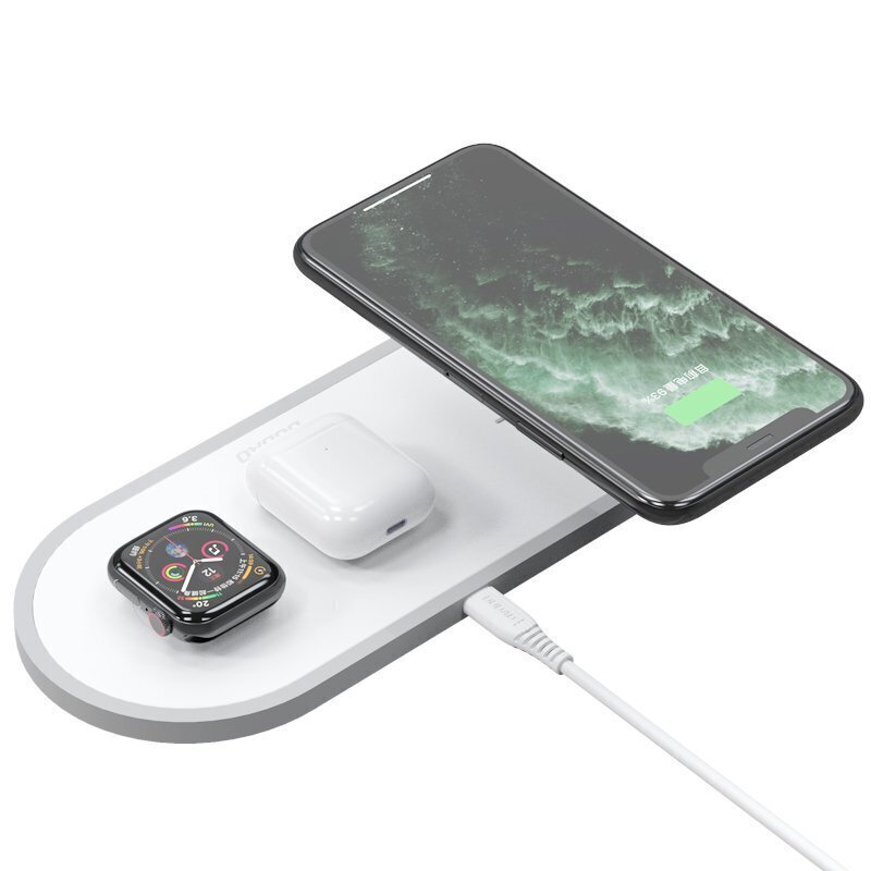 Juhtmevaba laadija Dudao 3in1 Qi Airpods / Apple Watch 38mm, valge hind ja info | Mobiiltelefonide laadijad | kaup24.ee