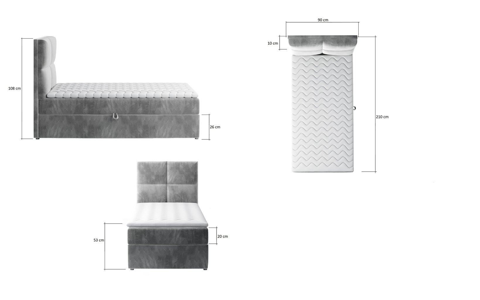 Voodi NORE Rivia 06, 90x200 cm, sinine hind ja info | Voodid | kaup24.ee