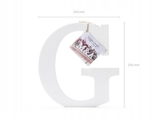 Деревянная буква G, белая, 19,5 x 20 см цена и информация | Гудки для вечеринки Clown Face (4шт.) | kaup24.ee