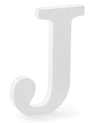 Деревянная буква J, белая, 14,5 x 20 см цена и информация | Гудки для вечеринки Clown Face (4шт.) | kaup24.ee