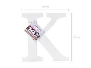 Деревянная буква K, белая, 19,5 x 20 см цена и информация | Праздничные декорации | kaup24.ee