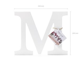 Puidust täht M, valge, 25 x 20 cm hind ja info | Peokaunistused | kaup24.ee
