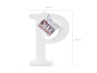 Puidust täht P, valge, 15,5 x 20 cm hind ja info | Peokaunistused | kaup24.ee