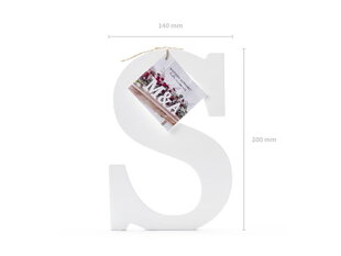 Puidust täht S, valge, 14 x 20 cm hind ja info | Peokaunistused | kaup24.ee