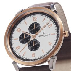 Meeste käekell Pierre Cardin Pigalle Nine Silver Rose Gold Leather Watch цена и информация | Мужские часы | kaup24.ee