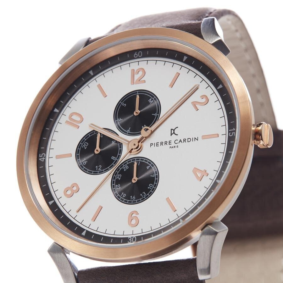 Meeste käekell Pierre Cardin Pigalle Nine Silver Rose Gold Leather Watch hind ja info | Meeste käekellad | kaup24.ee