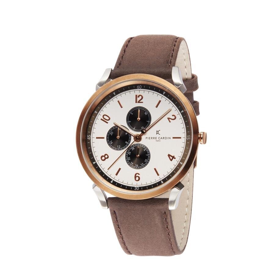 Meeste käekell Pierre Cardin Pigalle Nine Silver Rose Gold Leather Watch hind ja info | Meeste käekellad | kaup24.ee