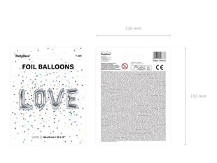 Fooliumist õhupall Love, hõbedane, 140 x 35 cm hind ja info | Õhupallid | kaup24.ee