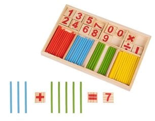 Montessori - деревянный счетный набор, Wooden counting set цена и информация | Drewniana Wieża Piramida Kura Nakładanie Kolorowych Kwadratów LD-15 15276 | kaup24.ee