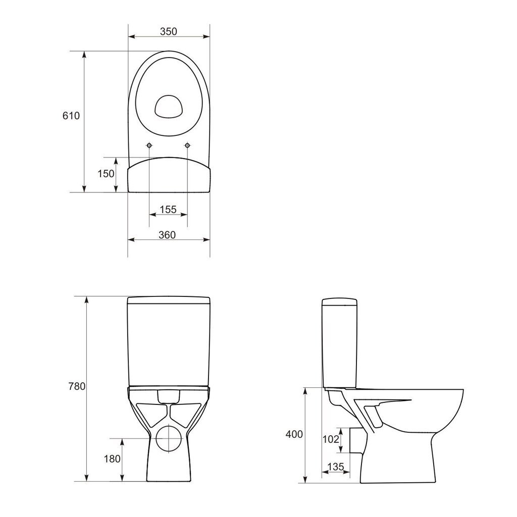 WC-pott PARVA 010 3/6 tahavooluga 3/6 l hind ja info | WС-potid | kaup24.ee