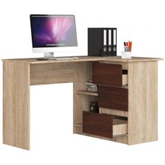 Письменный стол NORE B16, правый вариант, цвет дуба/темно-коричневый цена и информация | Компьютерные, письменные столы | kaup24.ee