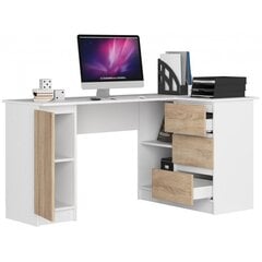 Письменный стол NORE B20, правый вариант, белый/цвета дуба цена и информация | Компьютерные, письменные столы | kaup24.ee