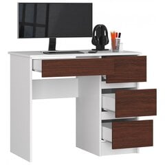 Письменный стол NORE A7, правый вариант, белый/темно-коричневый цена и информация | Компьютерные, письменные столы | kaup24.ee