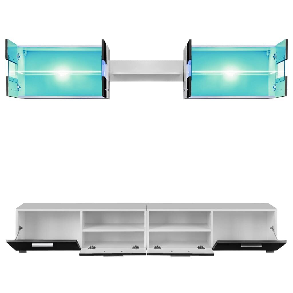 vidaXL 5-osaline LED-tuledega telerikapp kõrgläikega, must hind ja info | TV alused | kaup24.ee