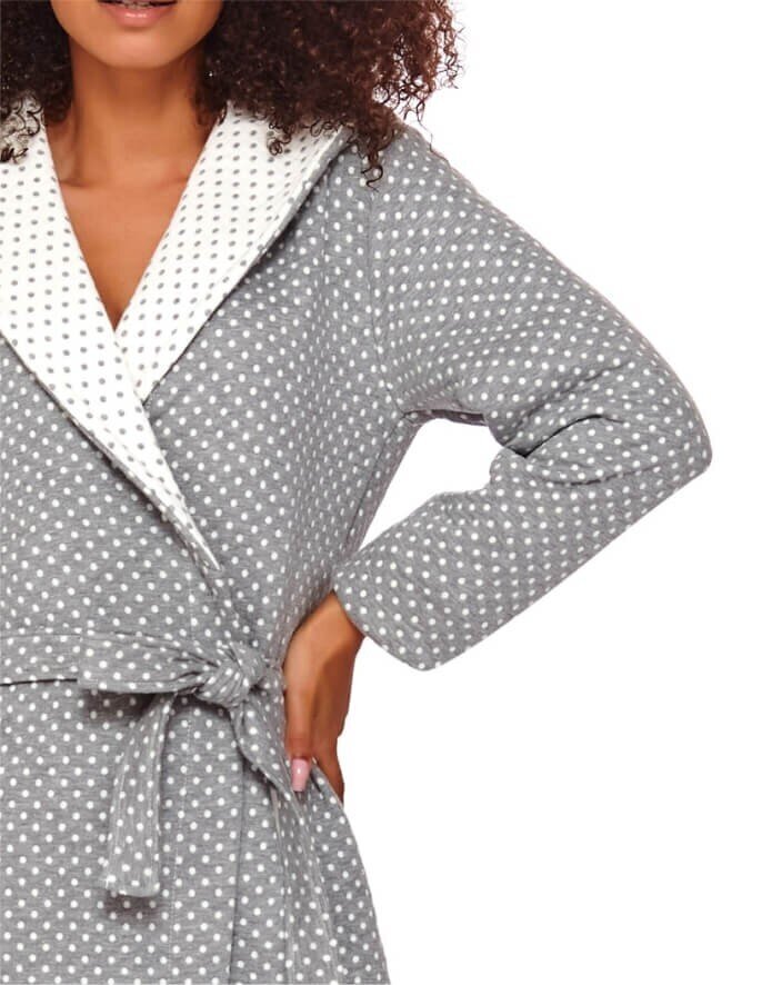 Naiste hommikumantel Dots Dark Grey цена и информация | Naiste hommikumantlid | kaup24.ee