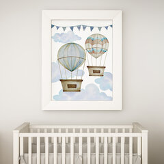 Постер «2 воздушных шара» в белой рамке, формат А3 цена и информация | Картины, живопись | kaup24.ee