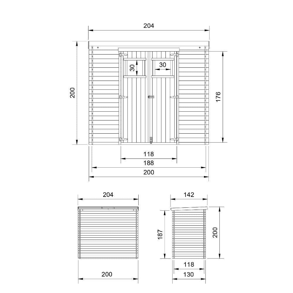 Puidust aiamaja Timbela M311 - A200 x 204 x 142 cm, pruun hind ja info | Kuurid ja aiamajad | kaup24.ee