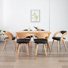 vidaXL söögitoolid 6 tk, must painutatud puit ja kunstnahk hind ja info | Söögilaua toolid, köögitoolid | kaup24.ee