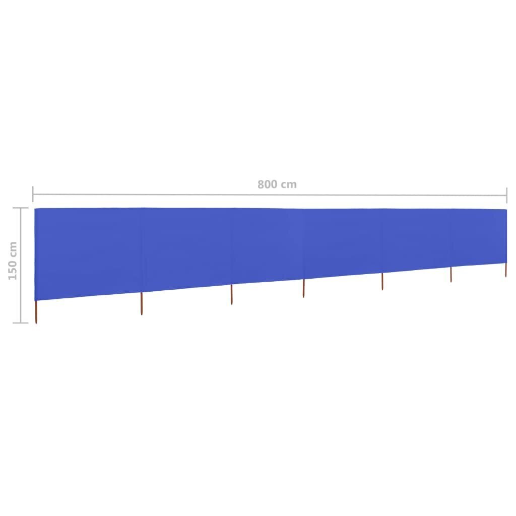 vidaXL tuulekaitse sein 6 paneelist, kangas, 800 x 120 cm taevasinine цена и информация | Päikesevarjud, markiisid ja alused | kaup24.ee