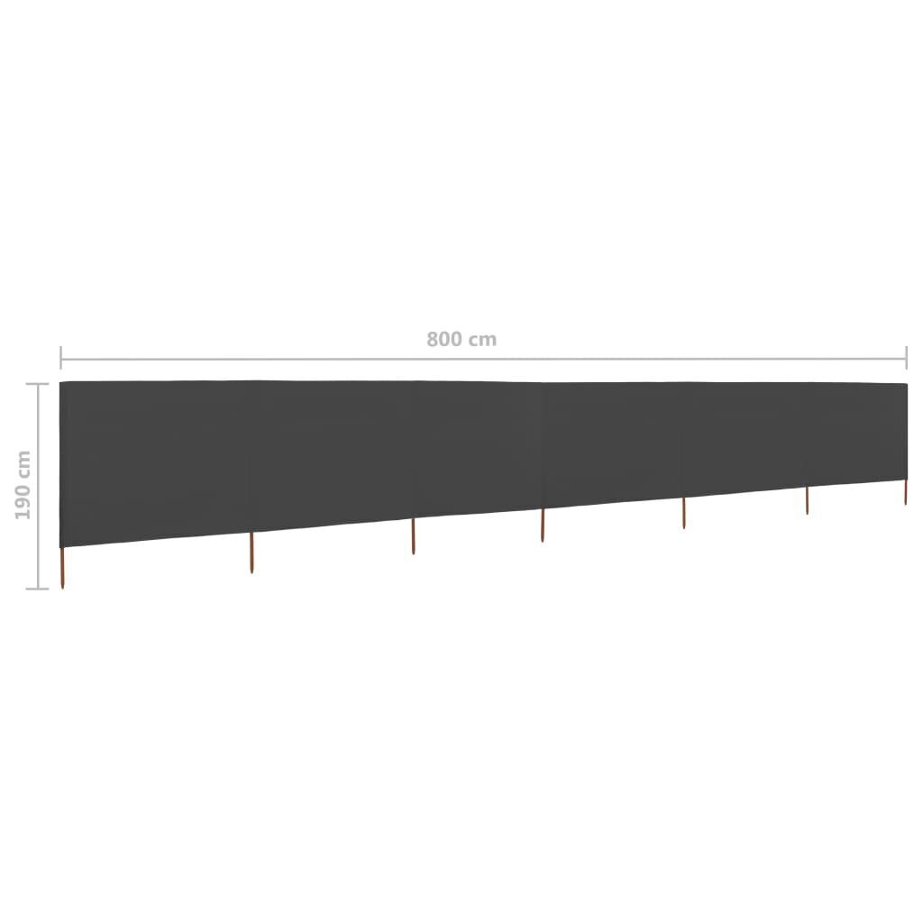 vidaXL tuulekaitse sein 6 paneelist, kangas, 800 x 160 cm antratsiit цена и информация | Päikesevarjud, markiisid ja alused | kaup24.ee