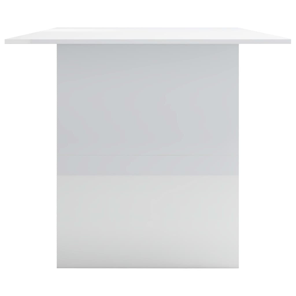 Söögilaud vidaXL, kõrgläikega, valge 180 x 90 x 76 cm puitlaastplaat hind ja info | Köögi- ja söögilauad | kaup24.ee
