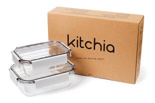 Kitchia - 2 klaasist toidunõude ja läbilaskmatu kaanega lõunaroogade komplekt tööks, reisimiseks, piknikeks. hind ja info | Toidu säilitusnõud | kaup24.ee