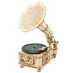 Robotime Classic Gramophone grammofon, 3D pusle цена и информация | Конструкторы и кубики | kaup24.ee