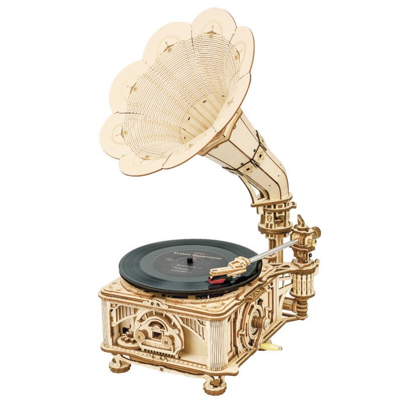 Robotime Classic Gramophone grammofon, 3D pusle цена и информация | Klotsid ja konstruktorid | kaup24.ee