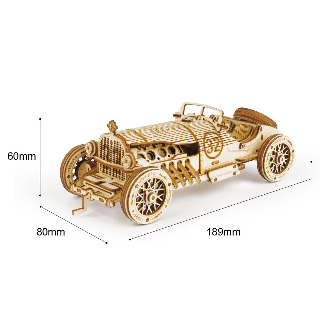 Robotime Grand Prix Car 3D pusle цена и информация | Klotsid ja konstruktorid | kaup24.ee